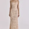 Naima Peach Hand Beaded Embellished Corset Maxi Dress – Limited Edition