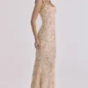 Naima Peach Hand Beaded Embellished Corset Maxi Dress – Limited Edition