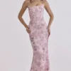 Naima Pink Hand Beaded Embellished Corset Maxi Dress – Limited Edition