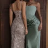 Naima Silver Embellished Beaded Corset Maxi Dress