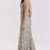 Naima Silver Embellished Beaded Corset Maxi Dress