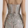 Naima Silver Embellished Beaded Corset Maxi Dress