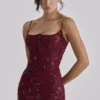 Naima Wine Hand Beaded Embellished Corset Maxi Dress – Limited Edition