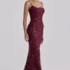 Naima Wine Hand Beaded Embellished Corset Maxi Dress – Limited Edition