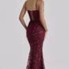 Naima Wine Hand Beaded Embellished Corset Maxi Dress – Limited Edition
