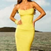 Nalini Acid Lime Corset Maxi Dress