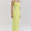 Nalini Acid Lime Corset Maxi Dress