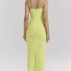 Nalini Acid Lime Corset Maxi Dress
