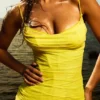 Nalini Acid Lime Corset Maxi Dress