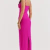 Nalini Fuchsia Stretch Mesh Maxi Dress