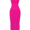 Nalini Fuchsia Stretch Mesh Maxi Dress