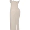 Nalini Sand Stretch Mesh Maxi Dress