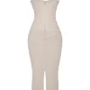 Nalini Sand Stretch Mesh Maxi Dress