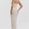 Nalini Sand Stretch Mesh Maxi Dress