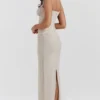 Nalini Sand Stretch Mesh Maxi Dress