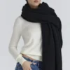 Nara Black Wool Oversized Textured Scarf