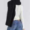 Nara Black Wool Oversized Textured Scarf