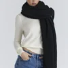 Nara Black Wool Oversized Textured Scarf