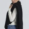 Nara Black Wool Oversized Textured Scarf