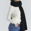 Nara Black Wool Oversized Textured Scarf