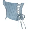 Nastassia Cool Blue Embellished Satin Corset
