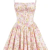 Natassia Pink Meadow Print Cotton Mini Dress