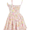 Natassia Pink Meadow Print Cotton Mini Dress
