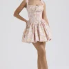 Natassia Pink Meadow Print Cotton Mini Dress