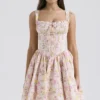 Natassia Pink Meadow Print Cotton Mini Dress