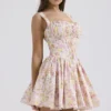Natassia Pink Meadow Print Cotton Mini Dress