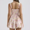 Natassia Pink Meadow Print Cotton Mini Dress