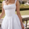 Natassia White Cotton Mini Dress