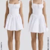 Natassia White Cotton Mini Dress