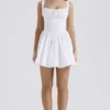 Natassia White Cotton Mini Dress