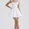 Natassia White Cotton Mini Dress
