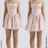Natassia White Rosebud Print Cotton Mini Dress