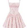 Natassia White Rosebud Print Cotton Mini Dress