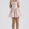 Natassia White Rosebud Print Cotton Mini Dress