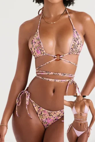 Naxos Blossom Reversible Halter Bikini Top