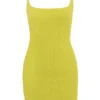 Neri Acid Lime Textured Cotton Knit Mini Dress