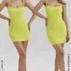 Neri Acid Lime Textured Cotton Knit Mini Dress