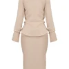 Nevaeh Almond Plunge Shirt Midi Dress