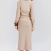Nevaeh Almond Plunge Shirt Midi Dress