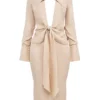Nevaeh Almond Plunge Shirt Midi Dress