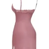 Nia Rose Pink Satin & Lace Slip Dress