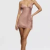 Nia Rose Pink Satin & Lace Slip Dress