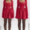 Nina Holly Red Removable Bow Tulle Mini Dress