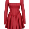 Nina Holly Red Removable Bow Tulle Mini Dress