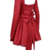 Nina Holly Red Removable Bow Tulle Mini Dress