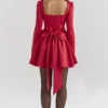 Nina Holly Red Removable Bow Tulle Mini Dress
